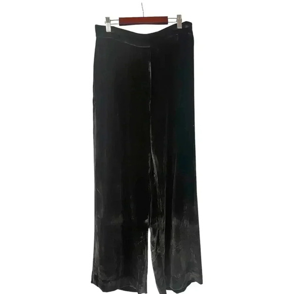 COS Women’s Silk Blend Velvet Pants Size 8 Wide Leg Elastic Band Pockets - Picture 1 of 9